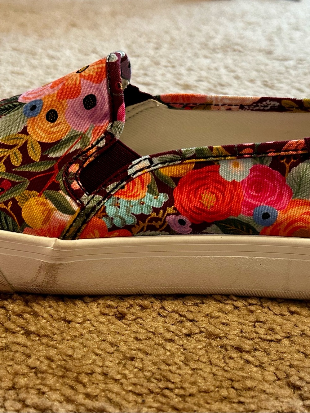 Keds Floral Slip-On Sneakers in Burgundy Multicolor - Picture 3 of 8
